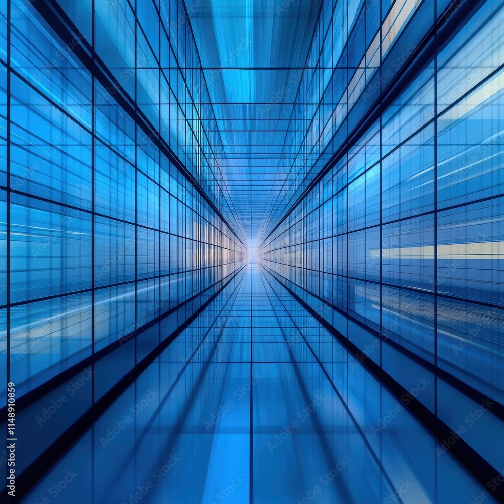 Aufkleber futuristic blue abstract design with light effects and a tunnel-like perspective, creating a sense o