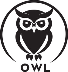 A black and white owl silhouette design