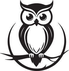 A black and white owl silhouette design