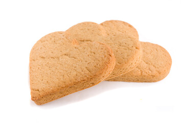 gingerbread cookies in heart shape on white background