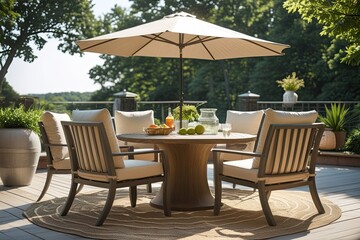 Obraz premium Summer Gatherings: Outdoor Table and Chairs for Relaxation and Fun