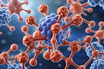 3D Illustration of Molecular Interaction Framework for Medical and Academic Display