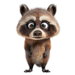 Fototapeta premium A cartoon raccoon with big eyes and a cute smile