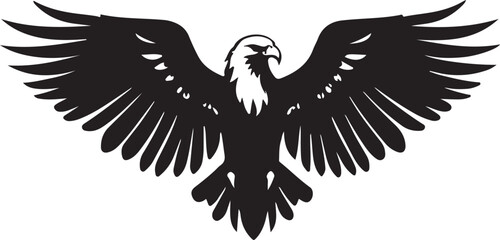 A black and white eagle silhouette design