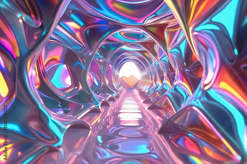 Poster iridescent abstract 3d render with futuristic design and vibrant colors