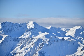 Snowcapped Mont Blanc mountain in French alps.