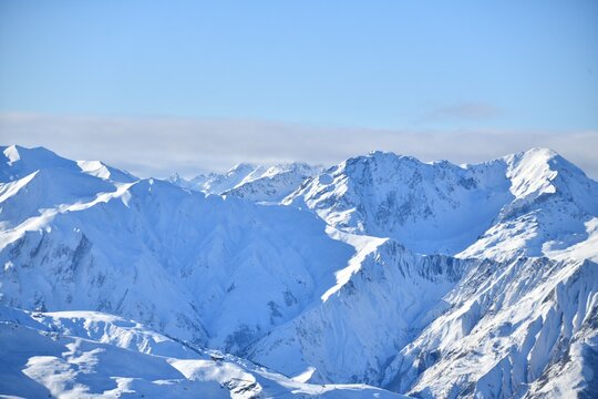 Snowcapped Mont Blanc mountain in French alps.