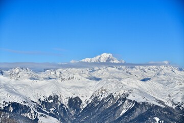 Fototapeta premium Snowcapped Mont Blanc mountain in French alps.