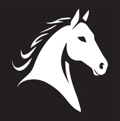 A black and white horse silhouette design