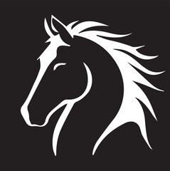 A black and white horse silhouette design
