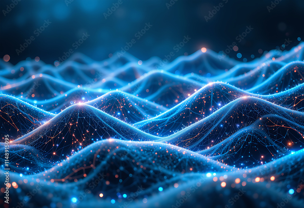 Poster abstract topographic patterns with glowing highlights, modern tech background design