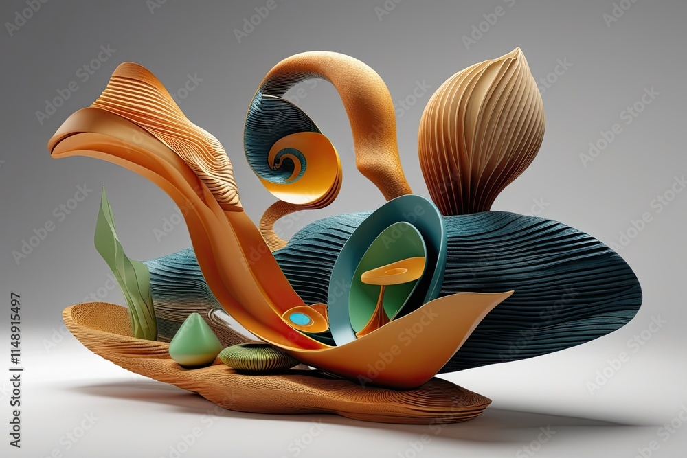 Poster unique avant-garde 3d creation with exotic forms and abstract design