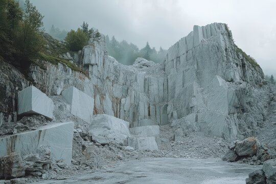 Cloudy day at an Italian marble quarry
