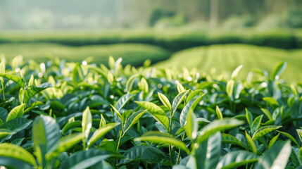 Obraz premium Large-scale tea processing equipment in action, producing premium quality tea in a clean, modern facility,