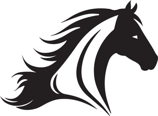 A black and white horse silhouette design