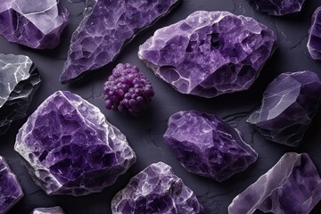 Fototapeta premium Elegant Violet Stone Backdrop for Premium Product Displays in Dark Ambient Setting