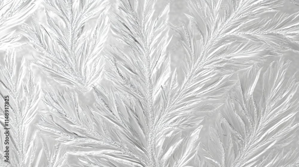 Poster intricate frost patterns on a winter window pane