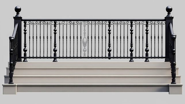 3d illustration features customizable modern minimal railings for stairs, balconies, and fences (transparent background). ideal for adding a sleek touch to your design. Wrought. Illustration