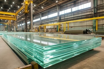 Fototapeta premium Custom sized tempered clear float glass panels from factory sheets