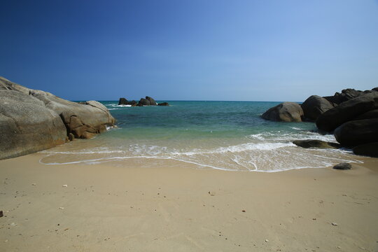 LAYAN BEACH,THAILAND :View on Layan beach on Phuket island in Thailand