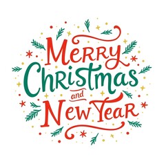 Merry Christmas and New year design writing on white background 
