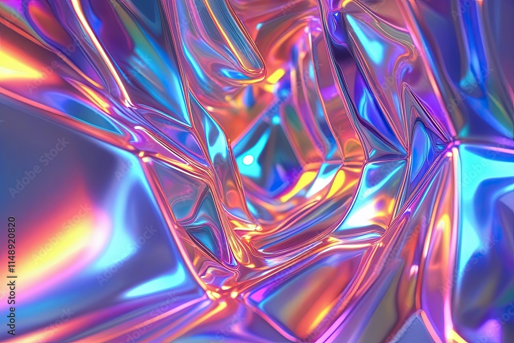 Aufkleber futuristic 3d render with vibrant iridescent abstract design and dynamic colors