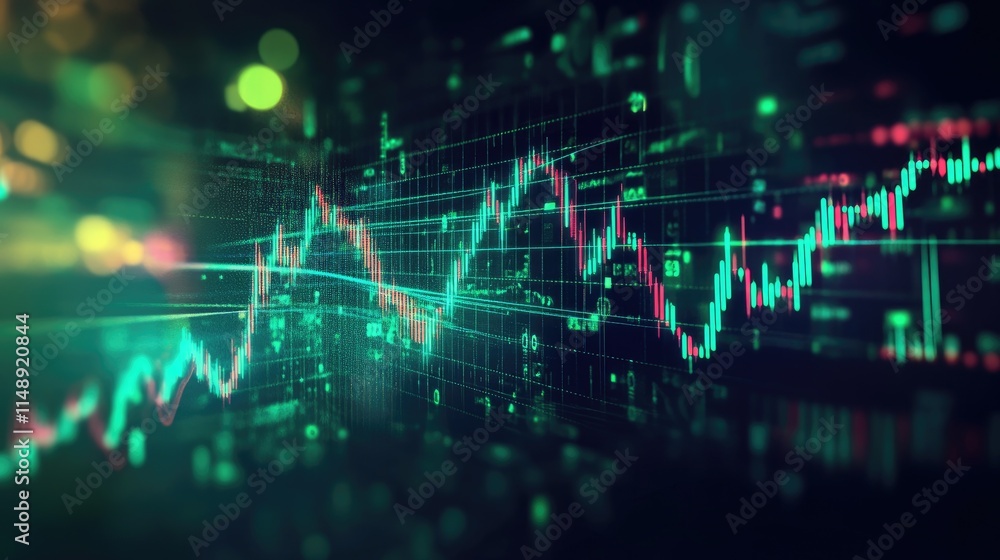 Aufkleber abstract digital financial graph with vibrant colors and data representation in a modern stock marke
