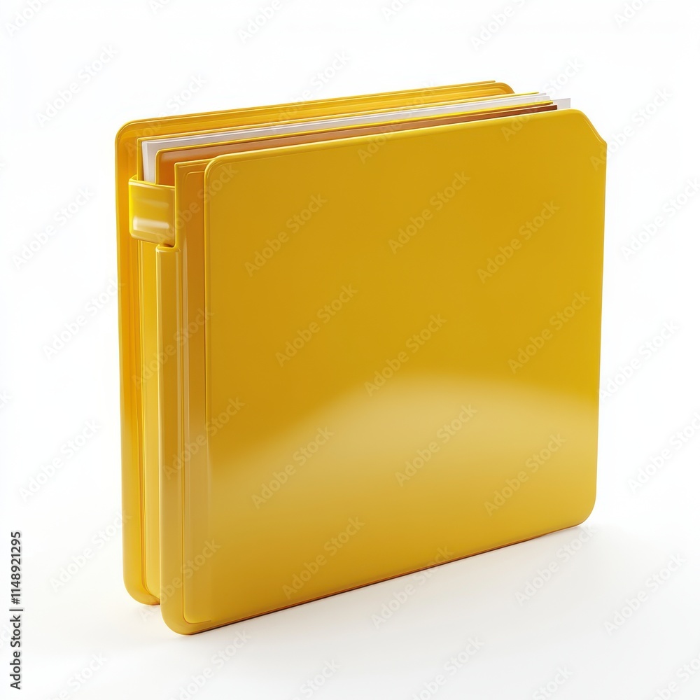 Poster bright yellow file folder standing upright, symbolizing organization and productivity in a modern wo