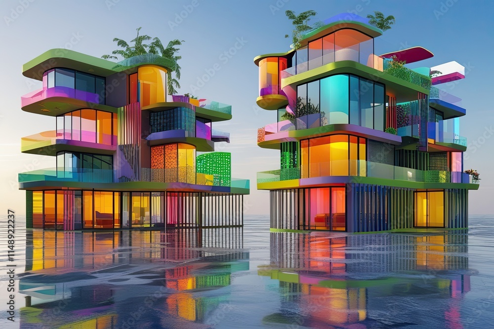 Aufkleber dynamic diverse 3d rendered structure design