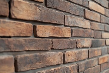 Obraz premium Detailed look at a brown split face brick wall featuring a stretcher bond design