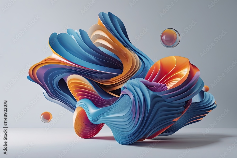 Poster innovative three-dimensional dynamic shape design in surreal art