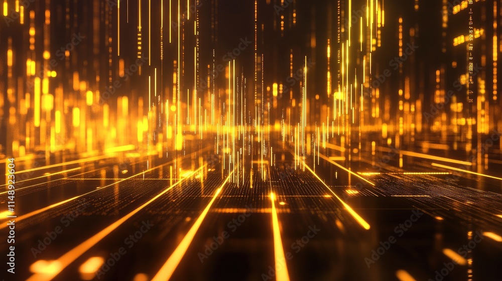 Poster futuristic digital abstract background with glowing lines and particles for technology, data, commun
