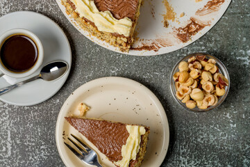 Homemade Kyiv cake. The known ukrainian bakery products . Selective focus.