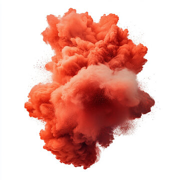 Vibrant Explosion of Red Powder on a White Background