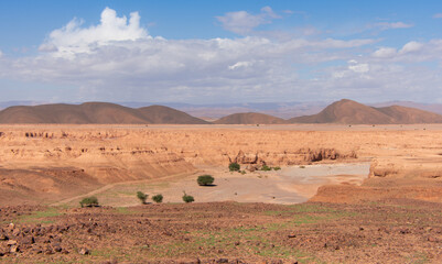 Canyon in a Moroccan plain between the towns of Zagora and Tata