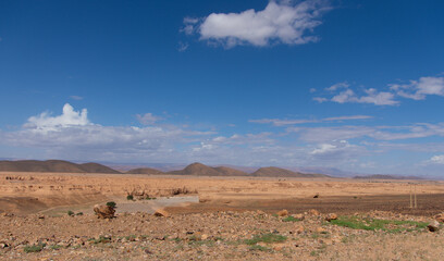 Canyon in a Moroccan plain between the towns of Zagora and Tata