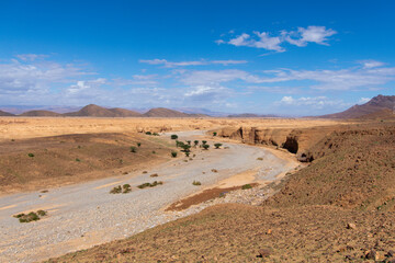 Canyon in a Moroccan plain between the towns of Zagora and Tata