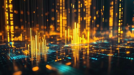 Obraz premium Abstract Visualization of Colorful Digital Data Streams and Graphical Representation of Information Flow in a Futuristic Environment