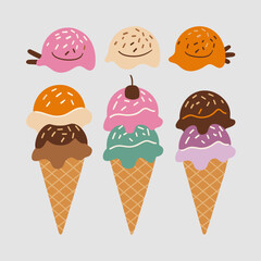 Colorful Ice Cream Cone Constructor Illustration