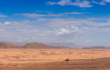 Canyon in a Moroccan plain between the towns of Zagora and Tata