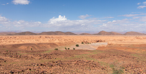Canyon in a Moroccan plain between the towns of Zagora and Tata