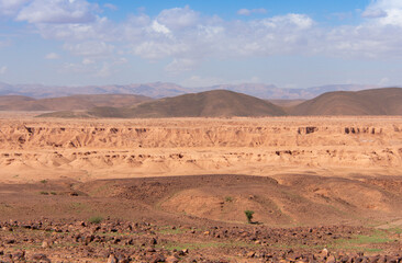 Canyon in a Moroccan plain between the towns of Zagora and Tata