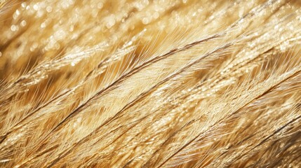 Golden Grass Nature Background with Soft Focus and Light Illumination