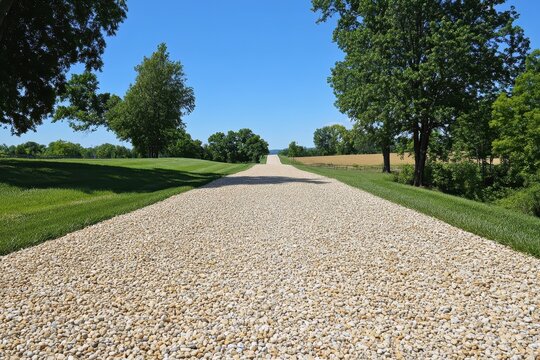 Extended gravel path in rural Missouri USA