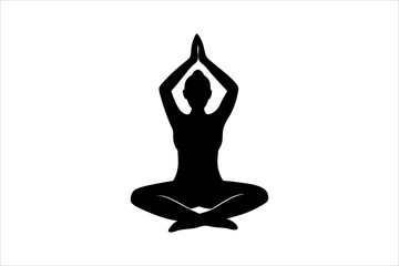 Set of black yoga pose icons, Yoga silhouette illustration. Yoga poses silhouette collection. Vector illustration