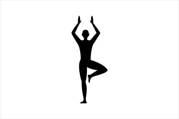 Set of black yoga pose icons, Yoga silhouette illustration. Yoga poses silhouette collection. Vector illustration