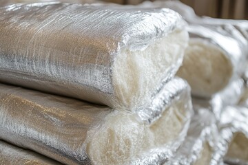 Foil wrapped rock wool thermal insulation