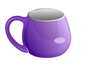 Porcelain cup purple shiny - vector full color picture. Mug, drinkware