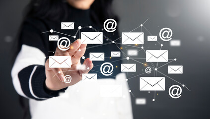 Woman touching an e-mail concept