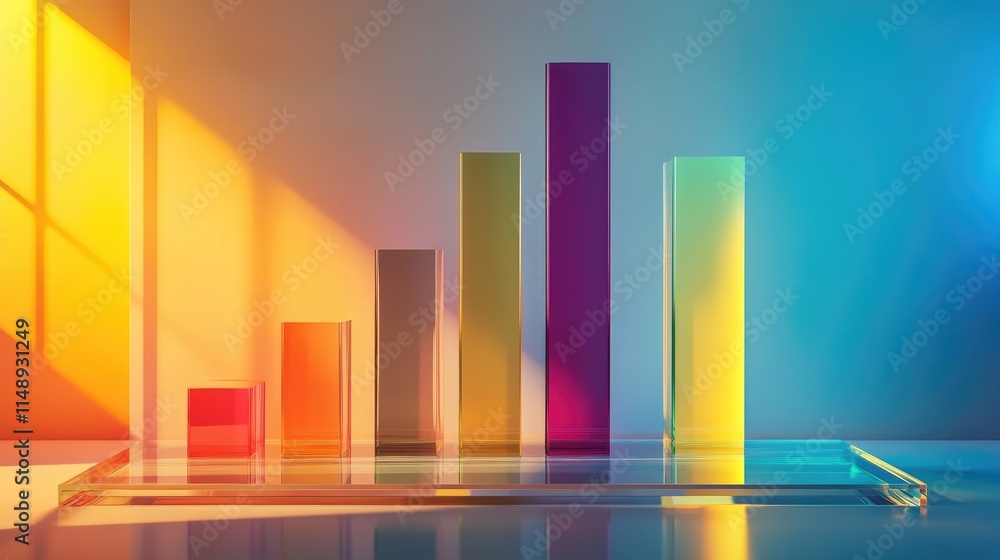 Poster colorful abstract graph representation on modern surface with dynamic lighting and vibrant shadows f